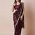Burgundy embellished party wear saree with unstitched blouse