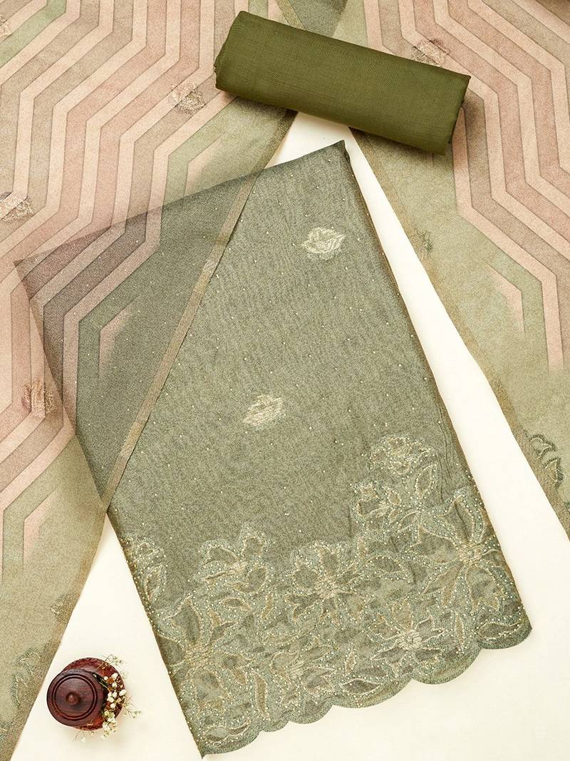 floral embellished embellished unstitched dress material