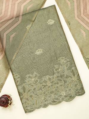 floral embellished embellished unstitched dress material 2