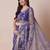 Violet embellished party wear sheer saree with unstitched blouse