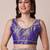 Violet embellished party wear sheer saree with unstitched blouse