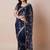 Navy blue embroidered  sheer saree with blouse piece