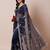 Navy blue embroidered  sheer saree with blouse piece