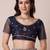 Navy blue embroidered  sheer saree with blouse piece