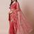Pink floral embellished sequinned sheer saree