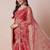 Pink floral embellished sequinned sheer saree