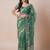 Green embroidered net sheer festive saree