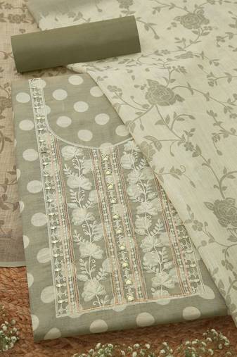 printed linen unstitched dress material