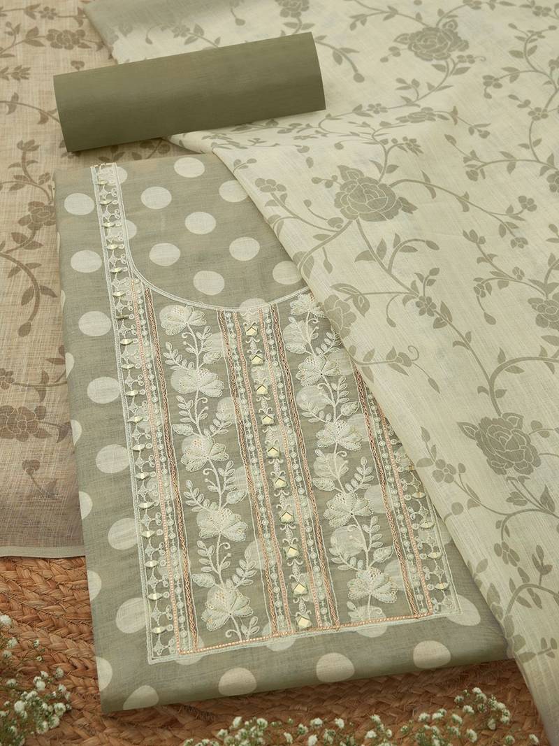 printed linen unstitched dress material