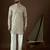 Men’s beige georgette solid embroidered kurta with trouser set | trendy designer ethnic wear for wedding, festive