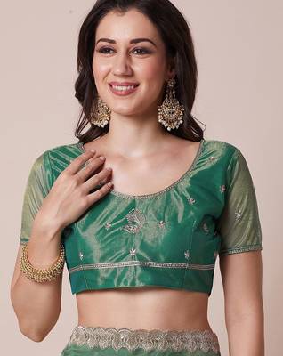 Green embroidered net sheer festive saree 5