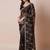Olive sheer festive saree with unstitched blouse piece