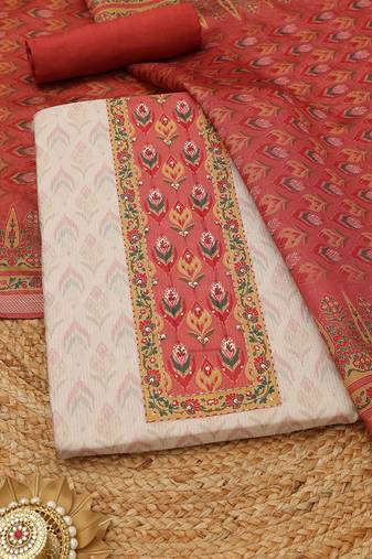 printed art silk unstitched dress material