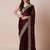 Maroon embroidered party wear saree with blouse