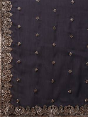 Black embroidered saree with blouse 4