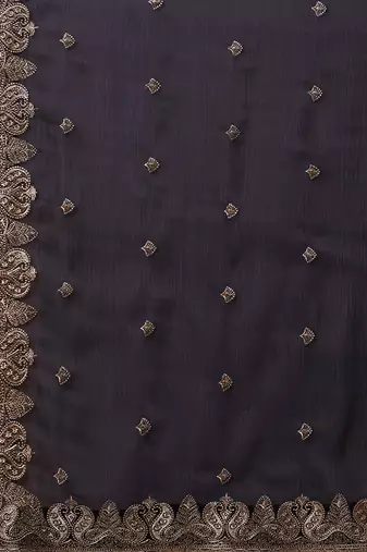Black embroidered saree with blouse