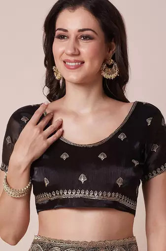 Black embroidered saree with blouse