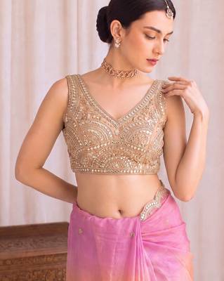 Multicolor ombre embroidered tissue designer saree 5
