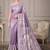 Lavender kalamkari silk blend fusion saree