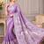 Lavender kalamkari silk blend fusion saree