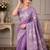 Lavender kalamkari silk blend fusion saree