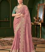 Mauve embellished festive wear with matching blouse