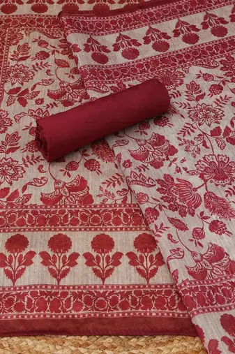 printed art silk unstitched dress material