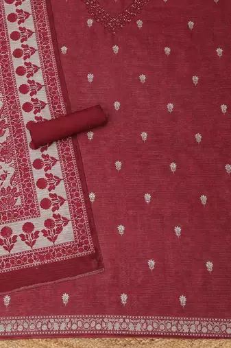 printed art silk unstitched dress material