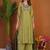Embroidered raoman silk anarkali kurta with pant & dupatta set for women