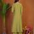 Embroidered raoman silk anarkali kurta with pant & dupatta set for women
