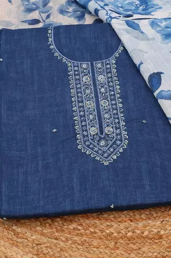 embroidered linen unstitched dress material
