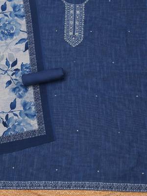 embroidered linen unstitched dress material 3