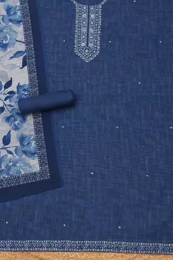 embroidered linen unstitched dress material