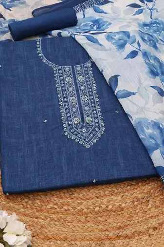 embroidered linen unstitched dress material