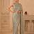 Sea green ethnic motifs beads and stones satin designer saree