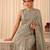 Sea green ethnic motifs beads and stones satin designer saree