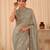 Sea green ethnic motifs beads and stones satin designer saree