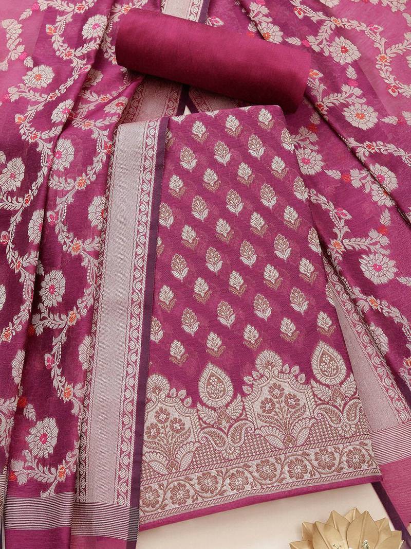 chanderi unstitched dress material