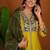 Embroidered raoman silk anarkali kurta with pant & dupatta set for women