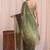 Green ombre embroidered tissue designer saree