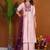 Embroidered raoman silk anarkali kurta with pant & dupatta set for women