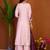 Embroidered raoman silk anarkali kurta with pant & dupatta set for women