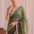 Green ombre embroidered tissue designer saree