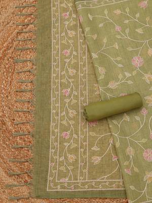 printed linen unstitched dress material 3