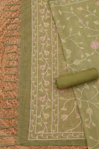 printed linen unstitched dress material