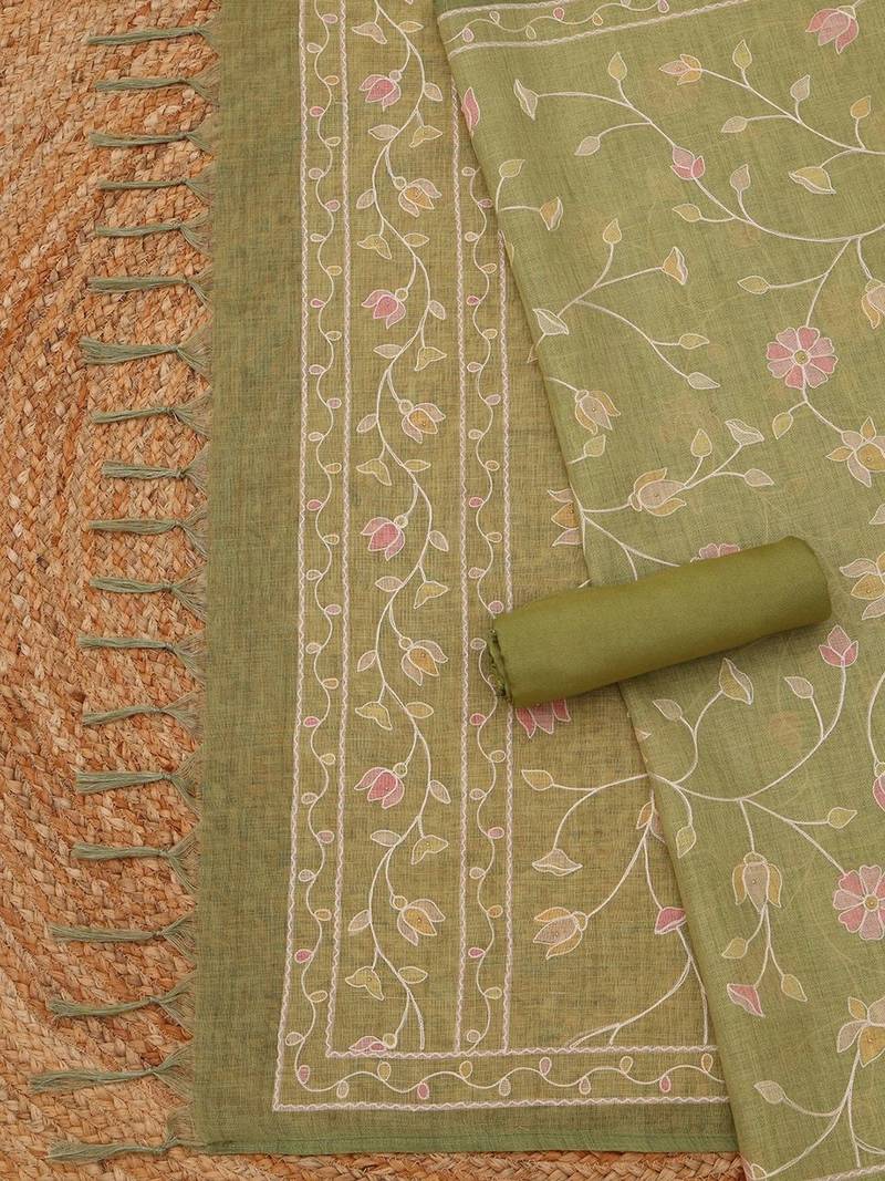 printed linen unstitched dress material