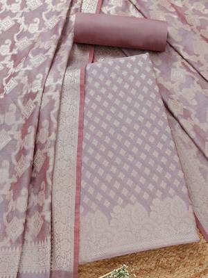 zari chanderi unstitched dress material 1