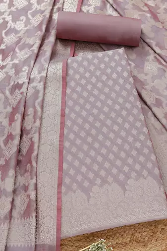 zari chanderi unstitched dress material