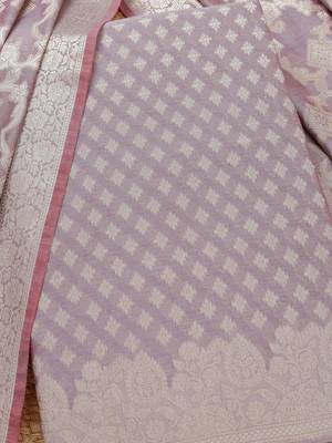 zari chanderi unstitched dress material 2