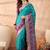 Turquoise woven design ikat sarees